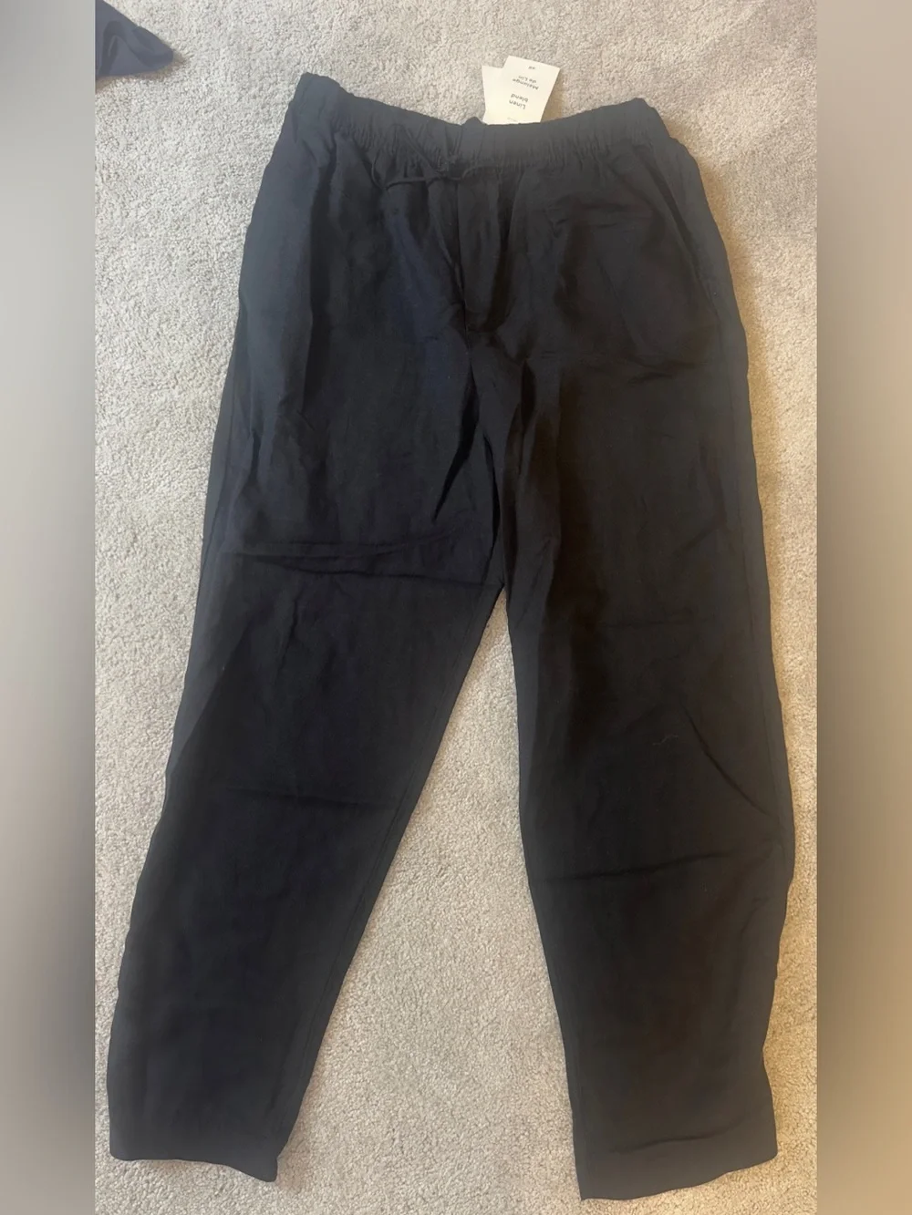 Women’s linen Black Casual Elastic-Waist Pants